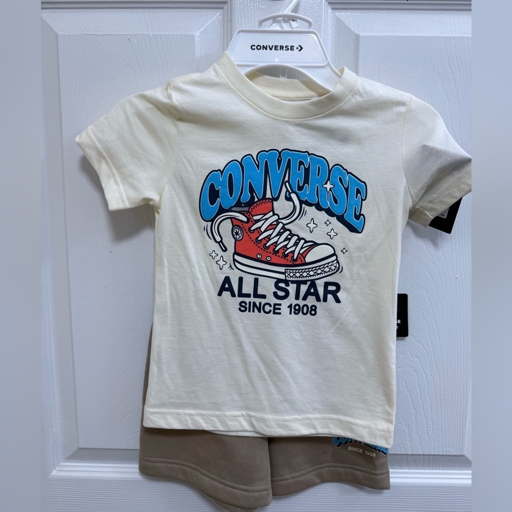 NWT Converse All Star Graphic Tee and Shorts Set, Size 4